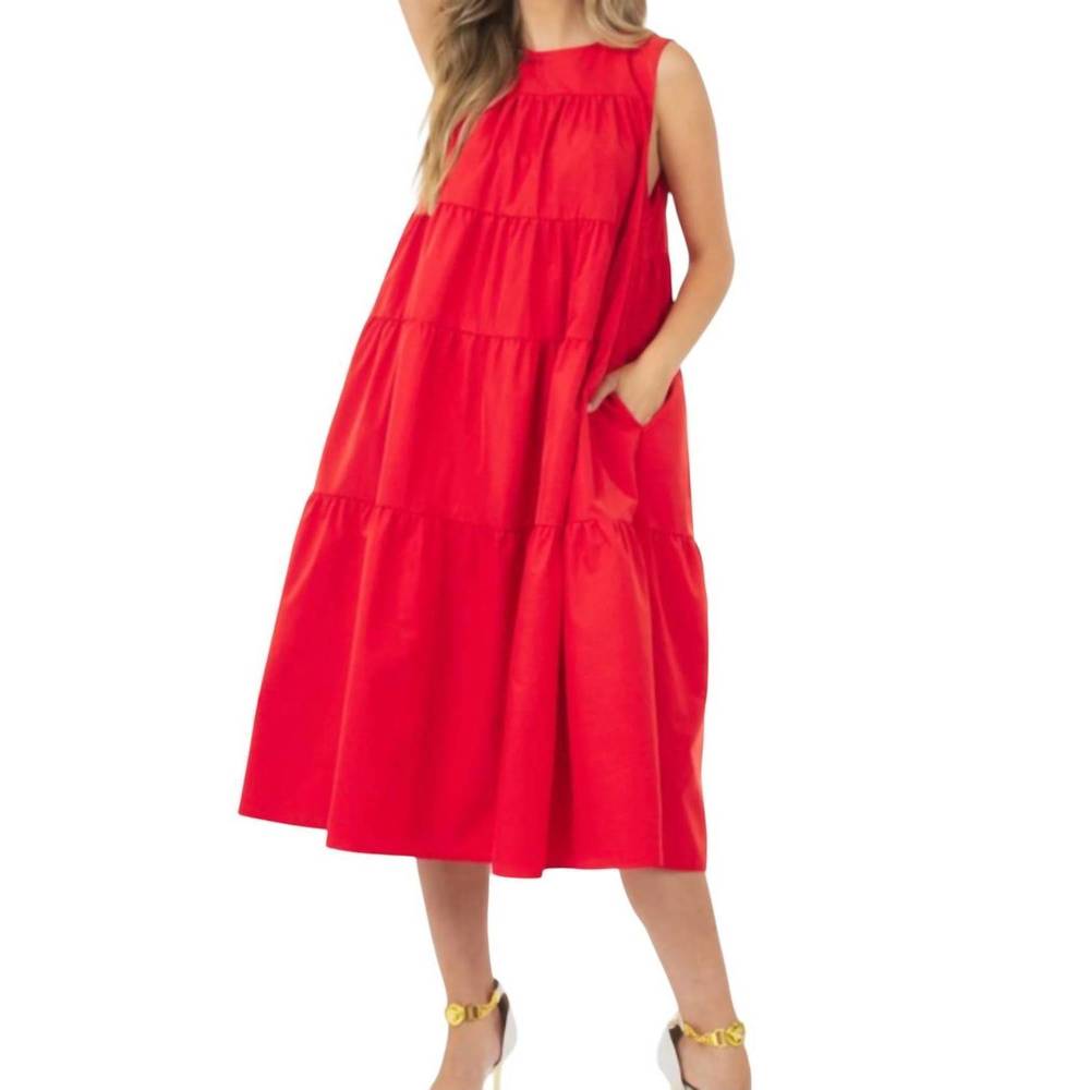 NEW CQBYCQ sleeveless poplin dress in red